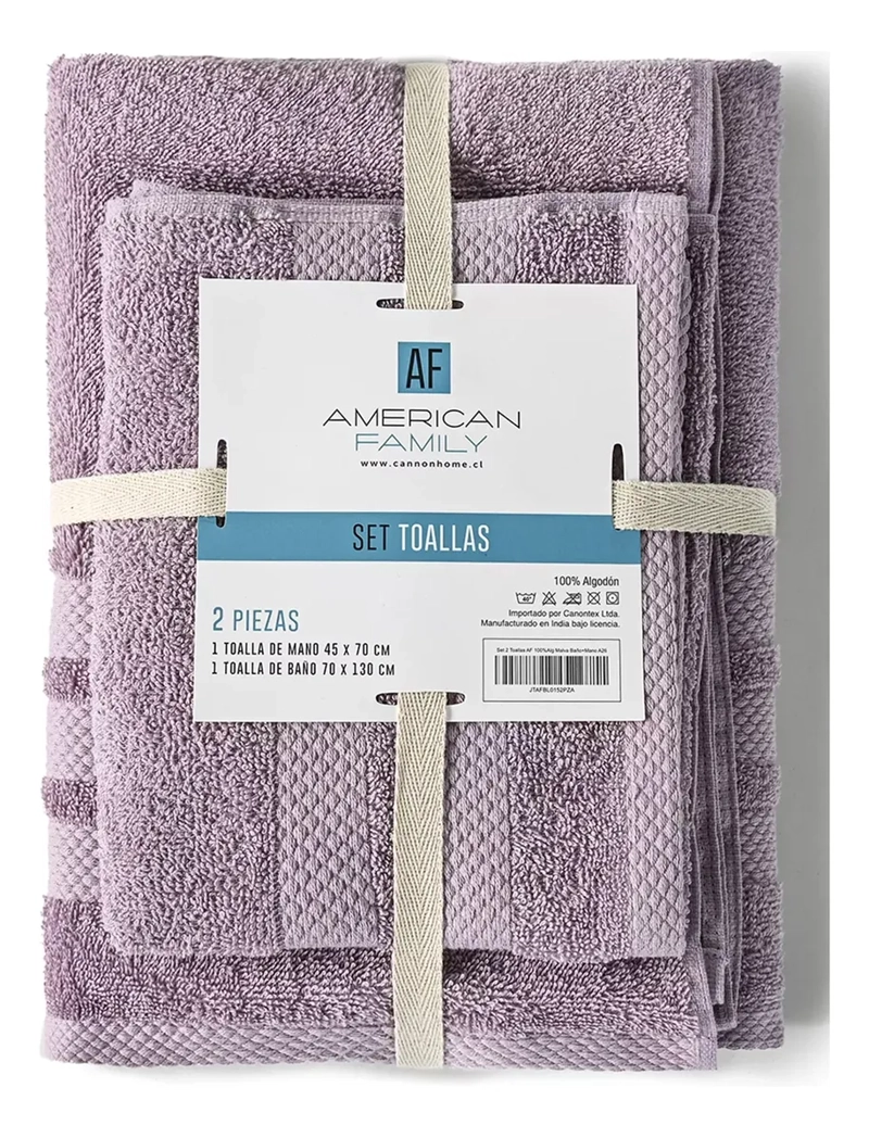 SET 2 TOALLAS AF CANNON 100% ALGODON 400GR BAÑO MANO - 1