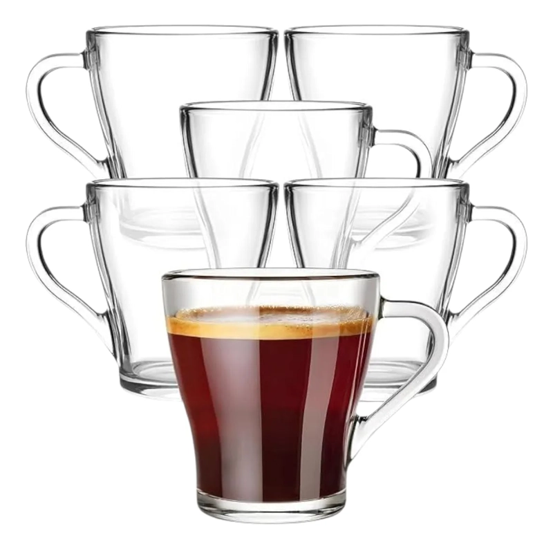 SET 6 TAZAS MUG CAFE  TE  230ML VIDRIO - 1