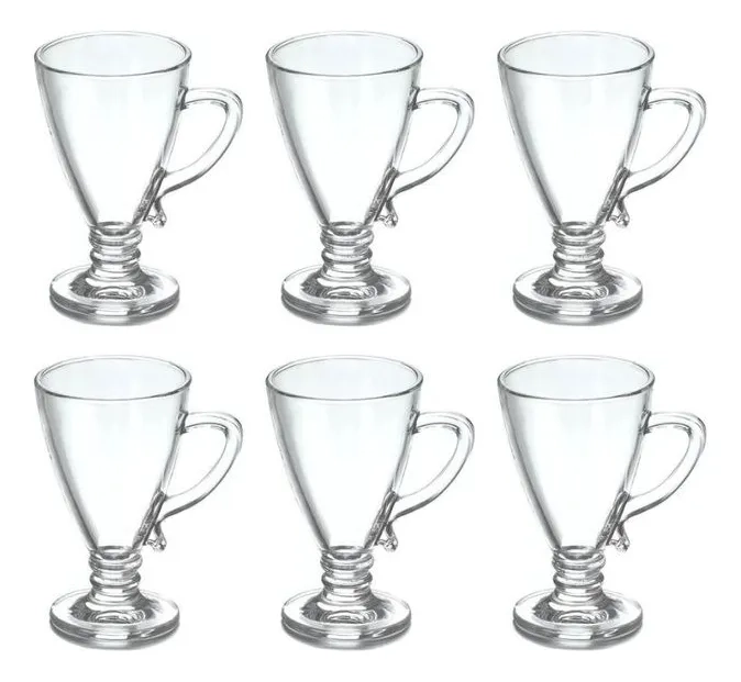 SET 6 TAZAS PEQUEÑAS CAFE S ESPRESSO CAPUCHINO 120 ML VIDRIO - 4
