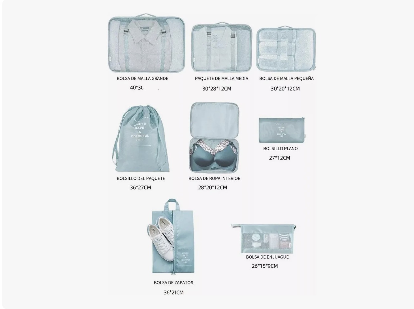 ORGANIZADOR MALETA SET 8 BOLSAS - 2