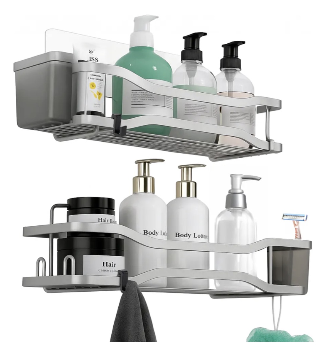 ORGANIZADOR DE DUCHA ADHESIVO SET 2 INOXIDABLE - 1