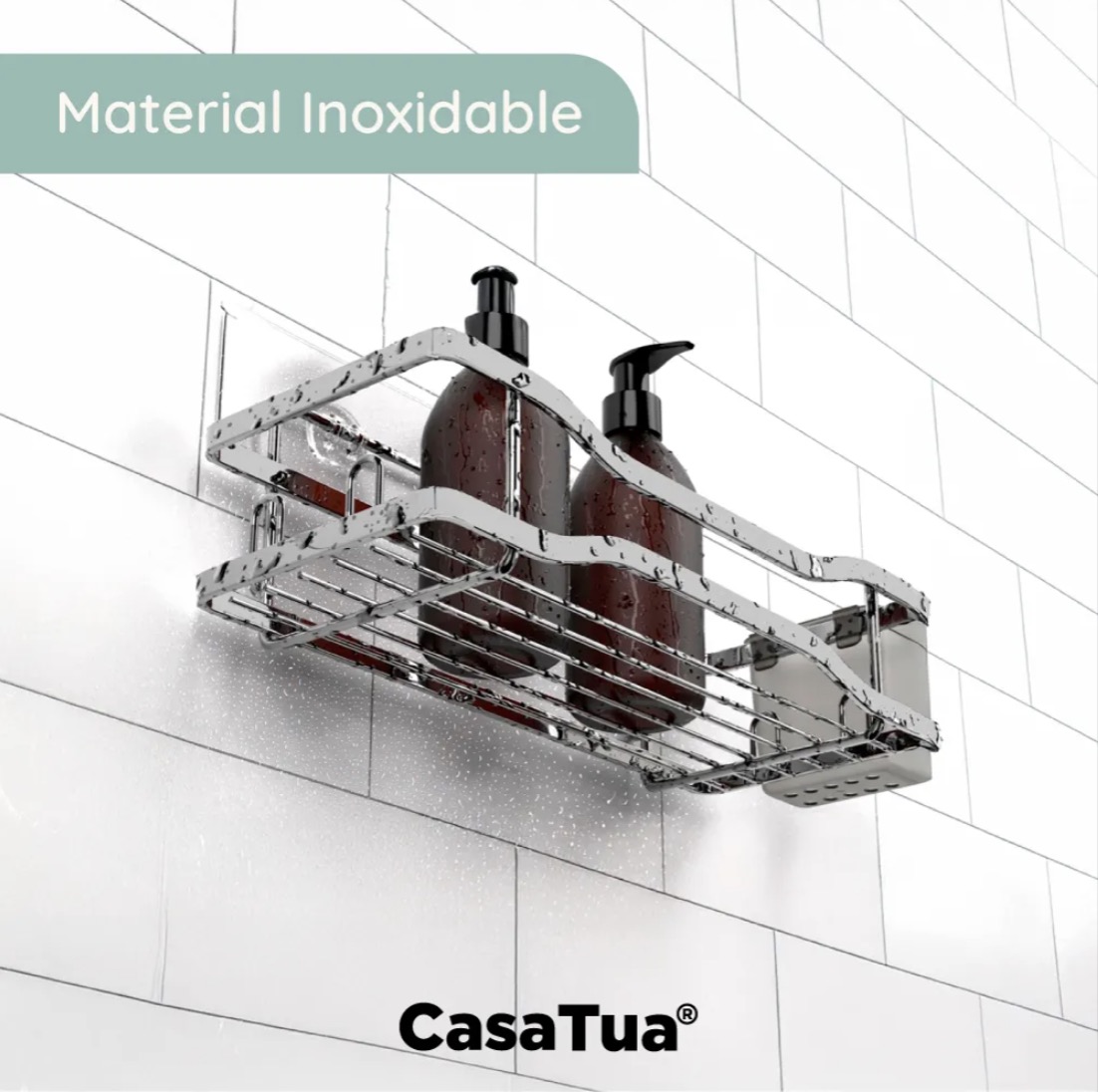 ORGANIZADOR DE DUCHA ADHESIVO SET 2 INOXIDABLE - 2