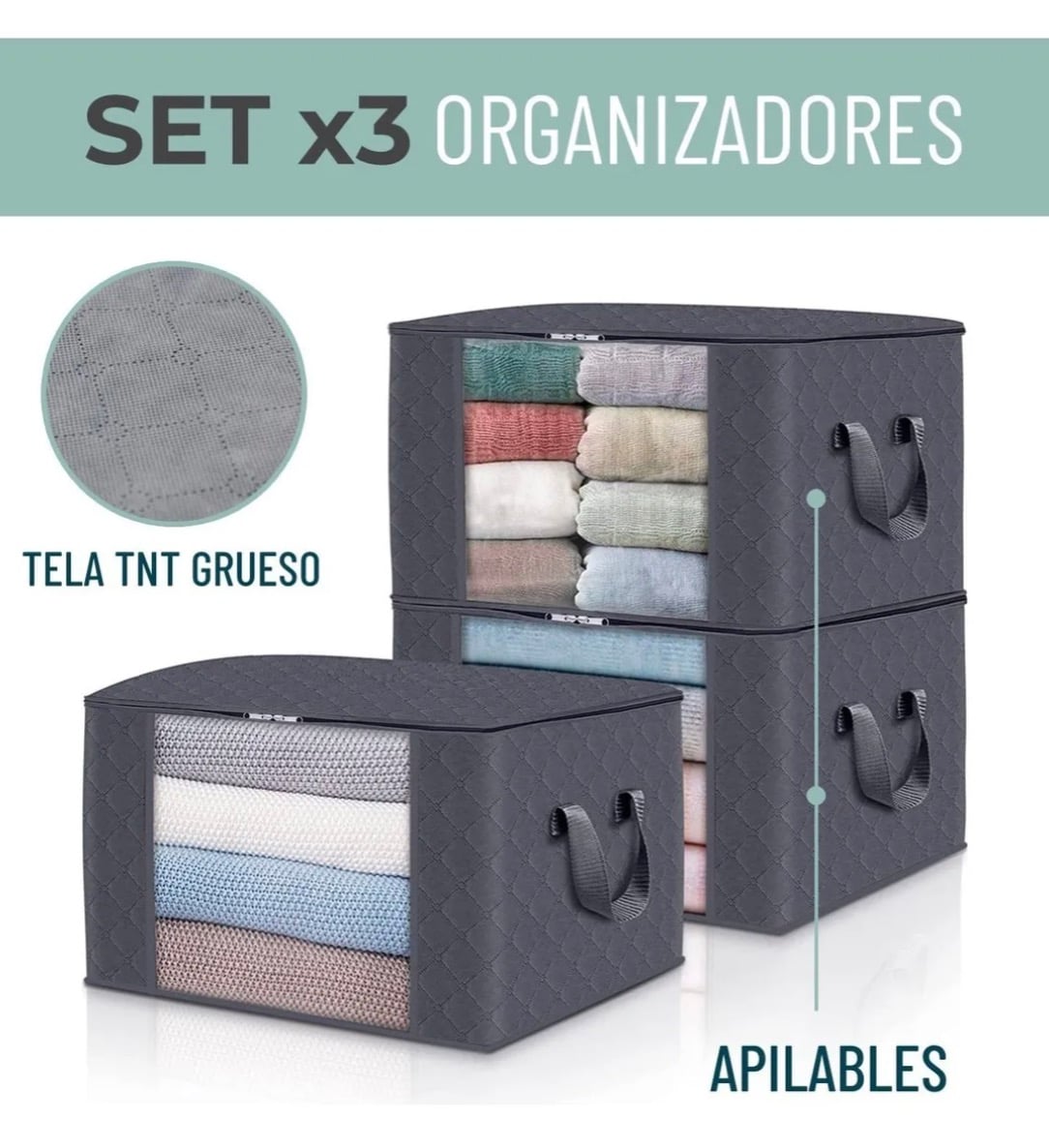 BOLSAS ORGANIZADOR ROPA CASATUA SET 3 UNIDS - 2