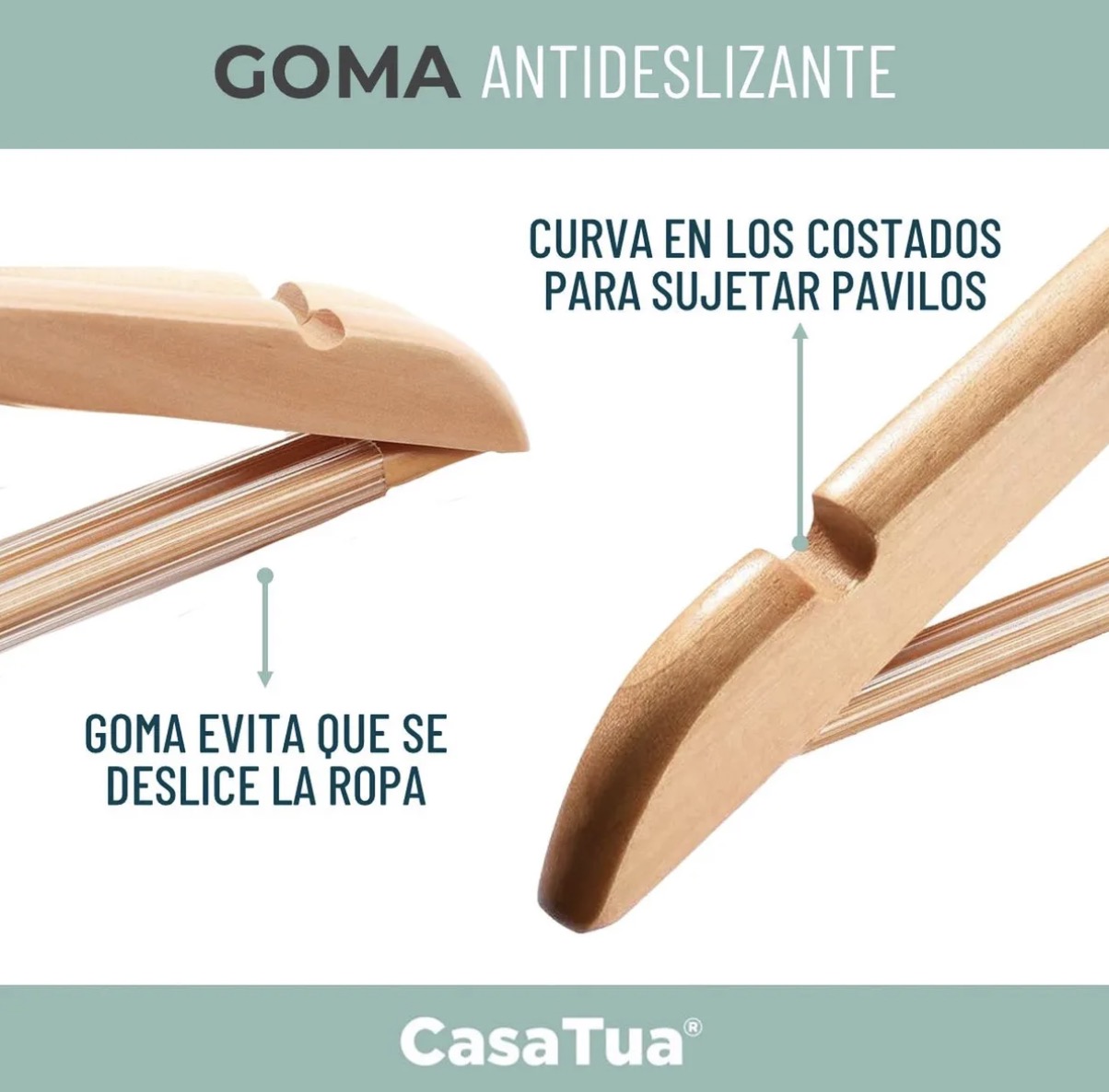 COLGADORES ROPA MADERA ANTIDESLIZANTES X20 - 3