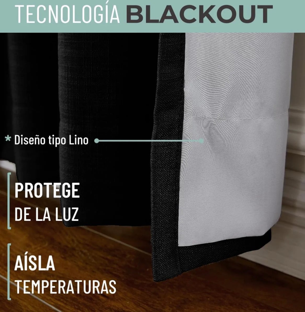CORTINA 100% BLACKOUT ENGOMADA TERMICA - 3