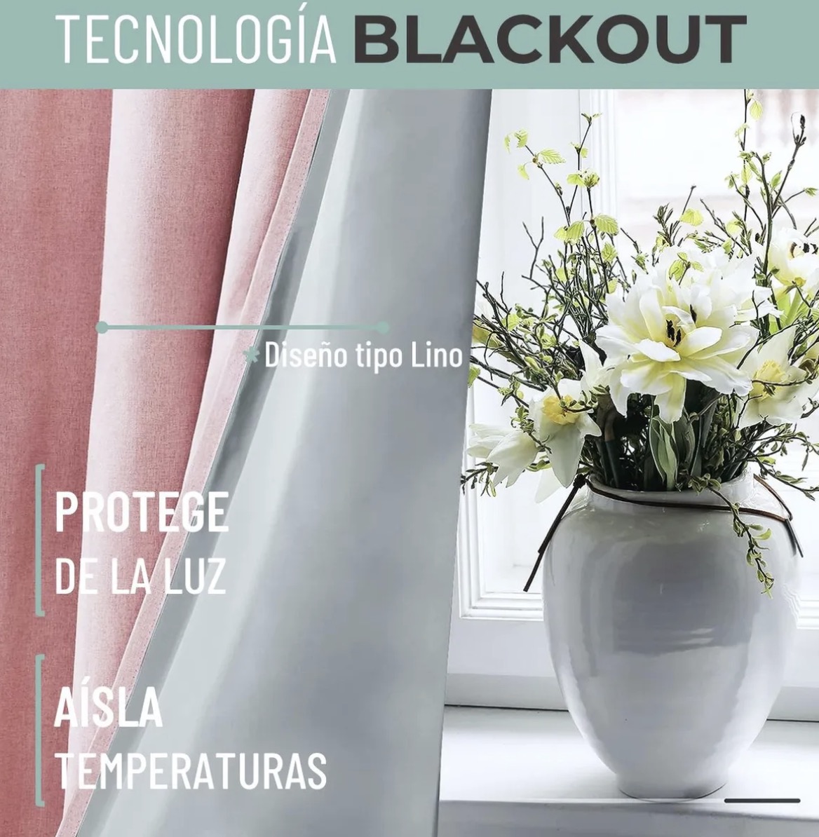 CORTINA 100% BLACKOUT ENGOMADA TERMICA - 3