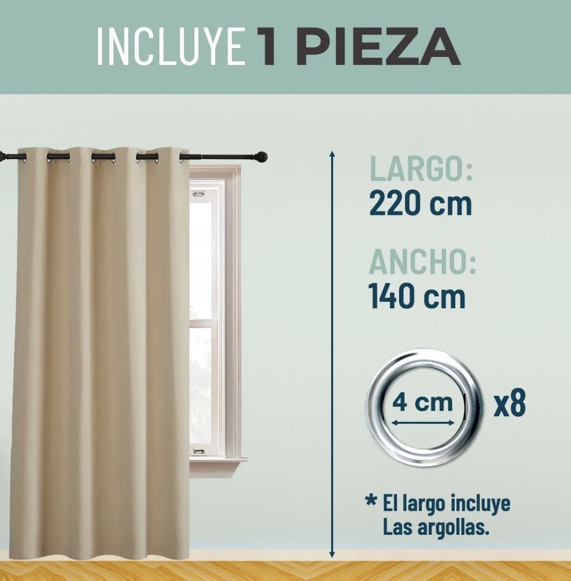 CORTINA SEMI BLACKOUT UN PAÑO 140X220CM AISLANTE - 3