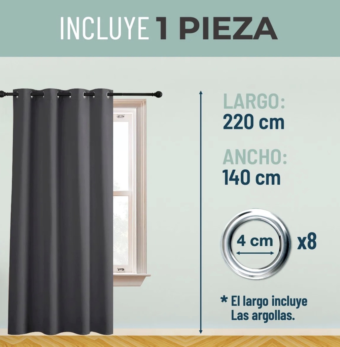 CORTINA SEMI BLACKOUT UN PAÑO 140X220CM AISLANTE - 3
