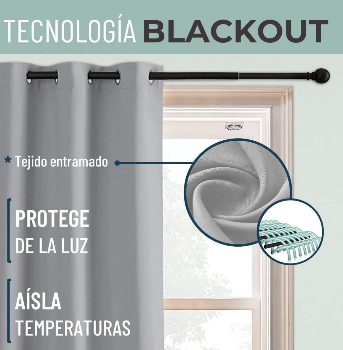 CORTINA SEMI BLACKOUT UN PAÑO 140X220CM AISLANTE - 2