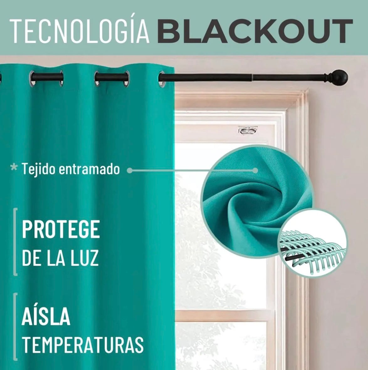 CORTINA SEMI BLACKOUT UN PAÑO 140X220CM AISLANTE - 2