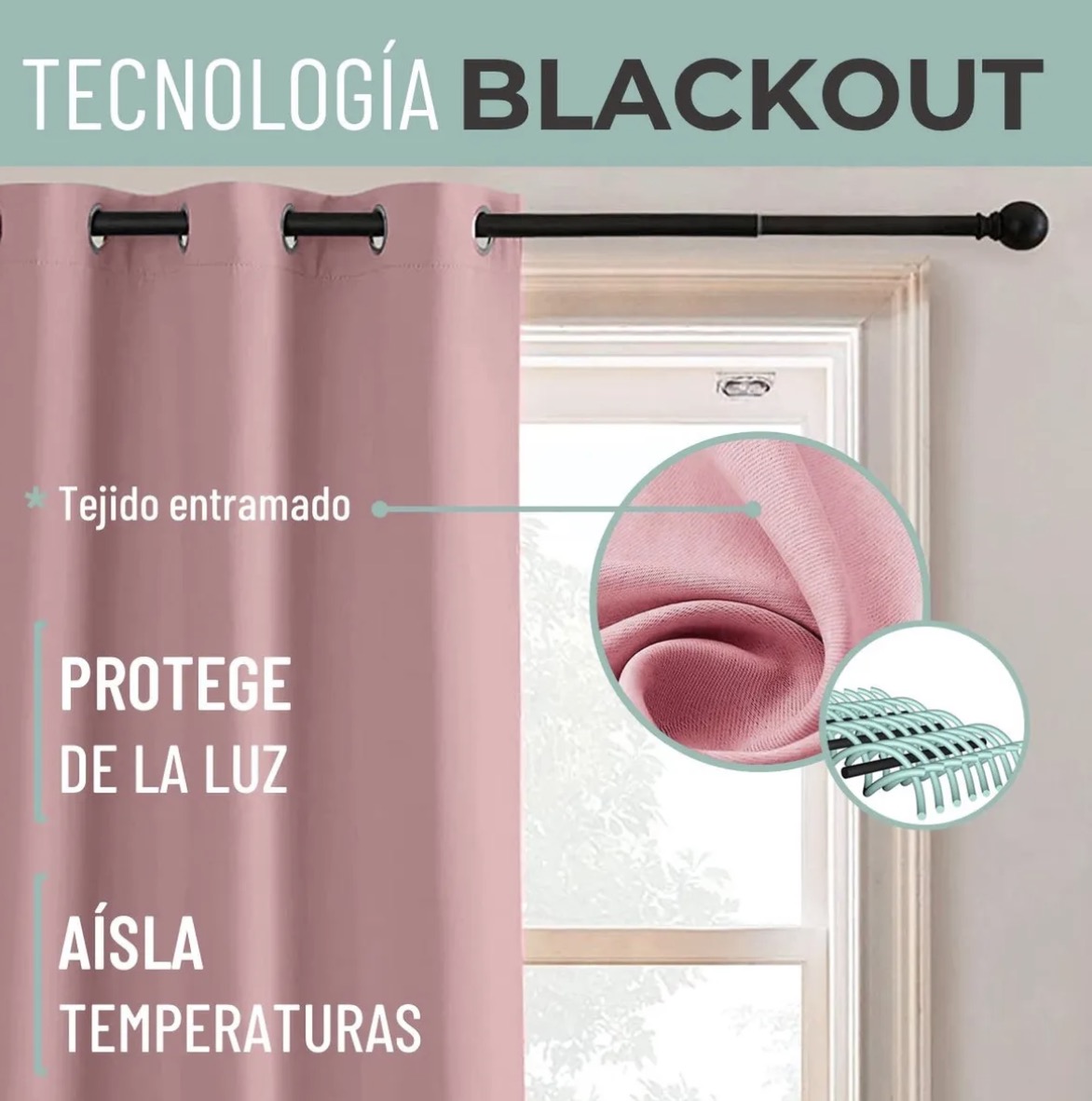 CORTINA SEMI BLACKOUT UN PAÑO 140X220CM AISLANTE - 2
