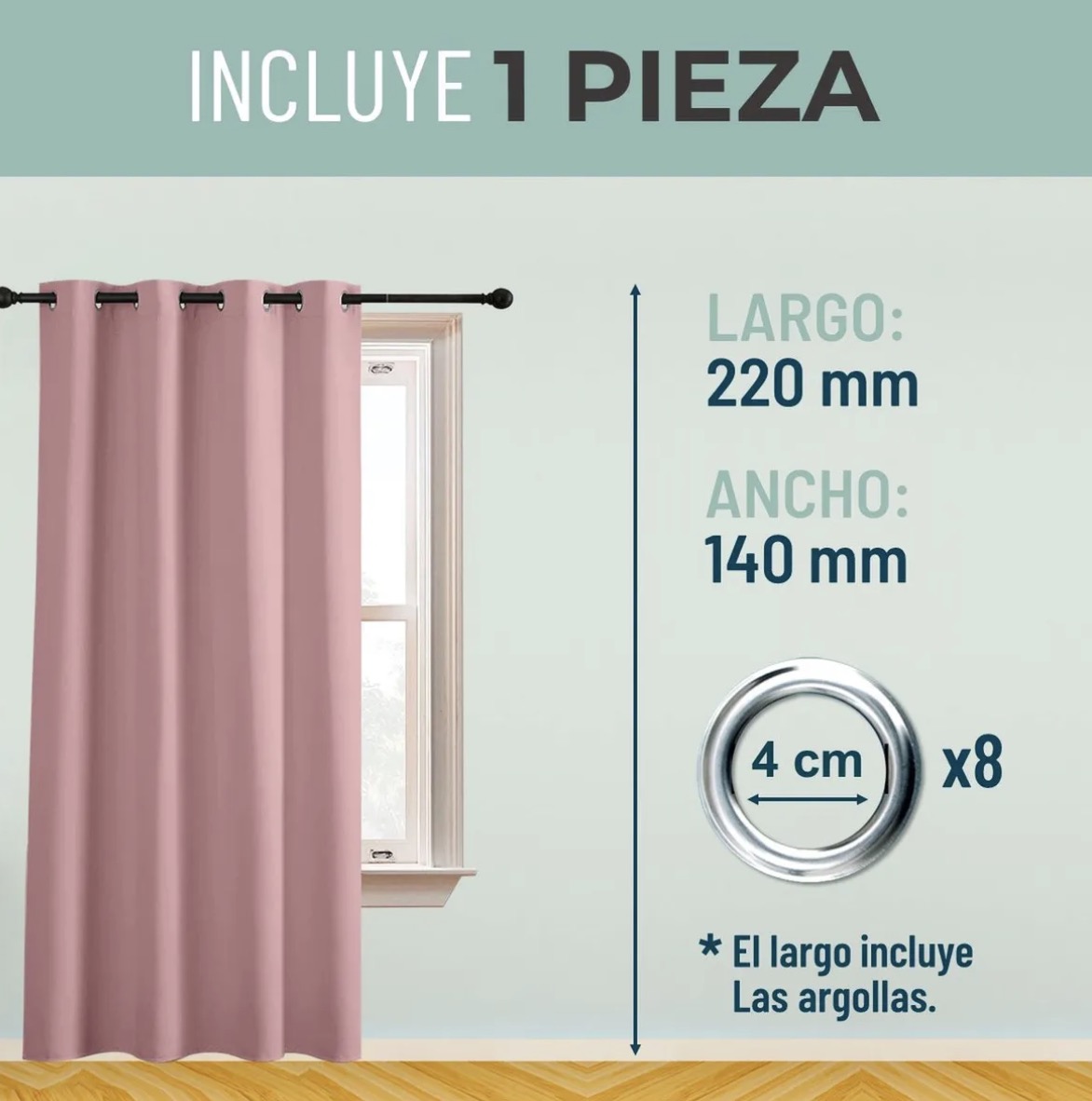 CORTINA SEMI BLACKOUT UN PAÑO 140X220CM AISLANTE - 3