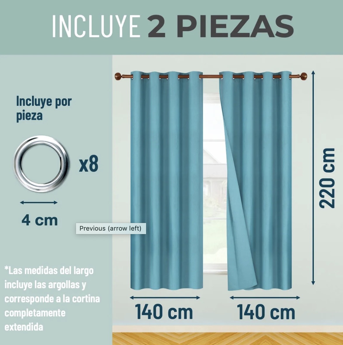 CORTINAS BLACKOUT 2 PAÑOS 140X220 TEXTURA LINO - 2