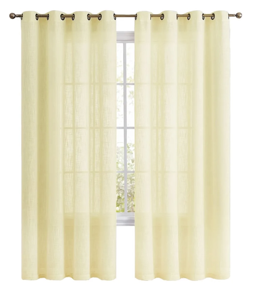 CORTINA VELO LINO AMARILLA LISA 220X135 - 1
