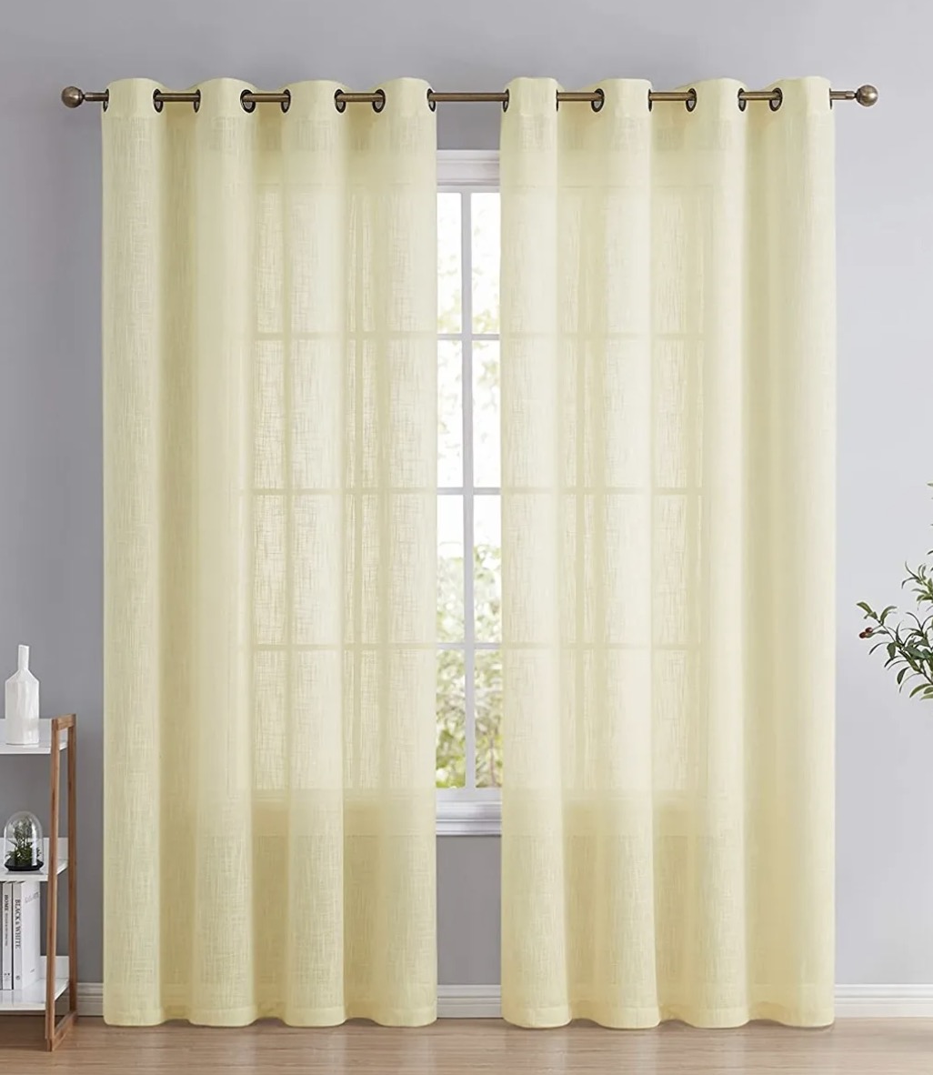 CORTINA VELO LINO AMARILLA LISA 220X135 - 2