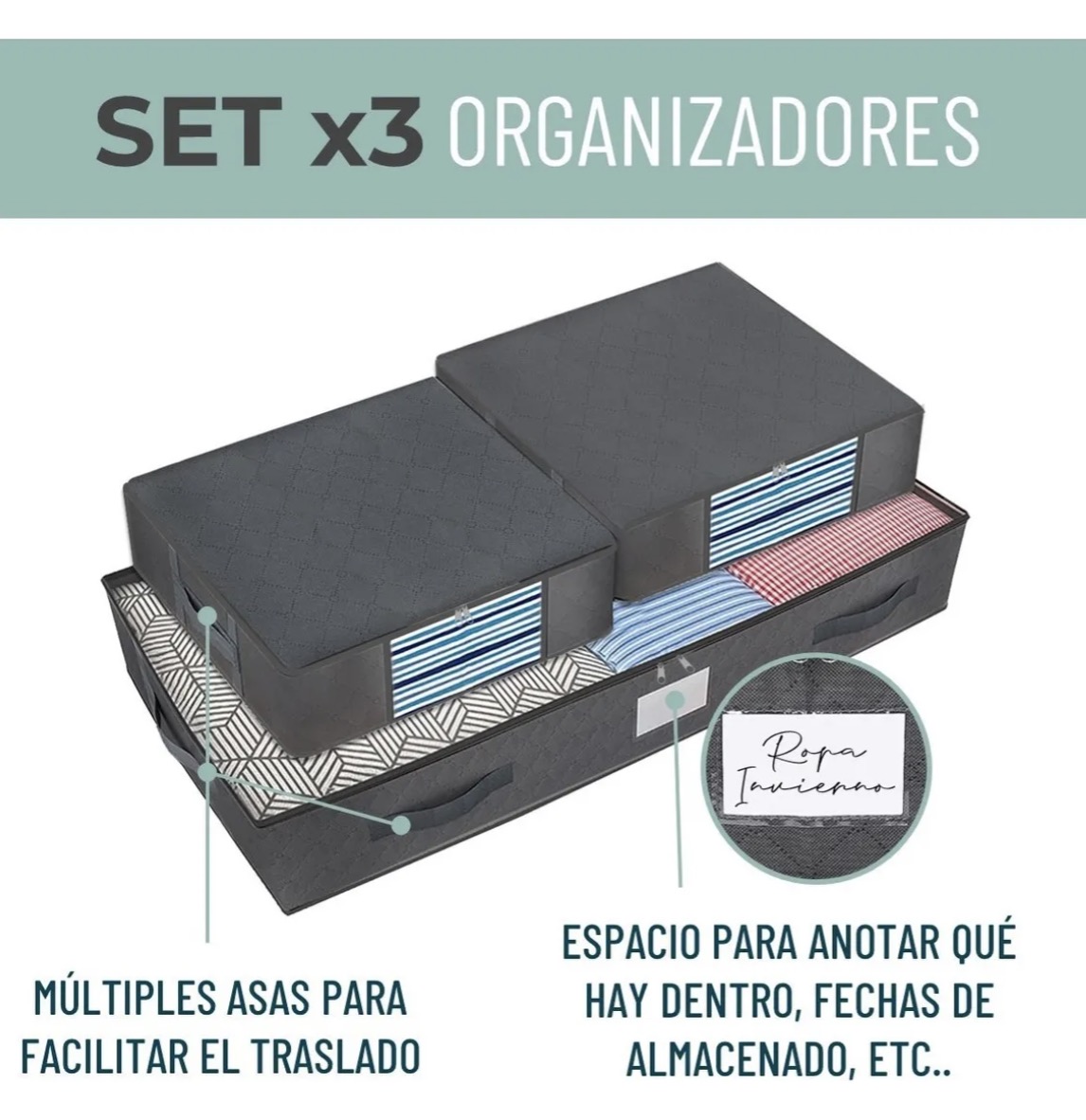 ORGANIZADOR DE ROPA BAJO CAMA - 2