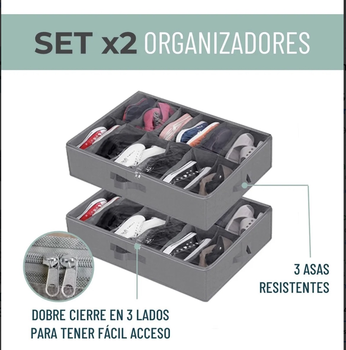 ORGANIZADOR ZAPATOS BAJO CAMA  SET X2 - 2