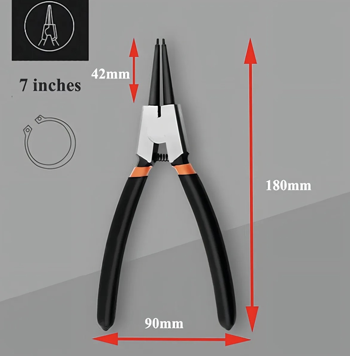 JUEGO DE PINZAS PARA SEGUROS DE ANILLO 4PZ - 180 MM - 2
