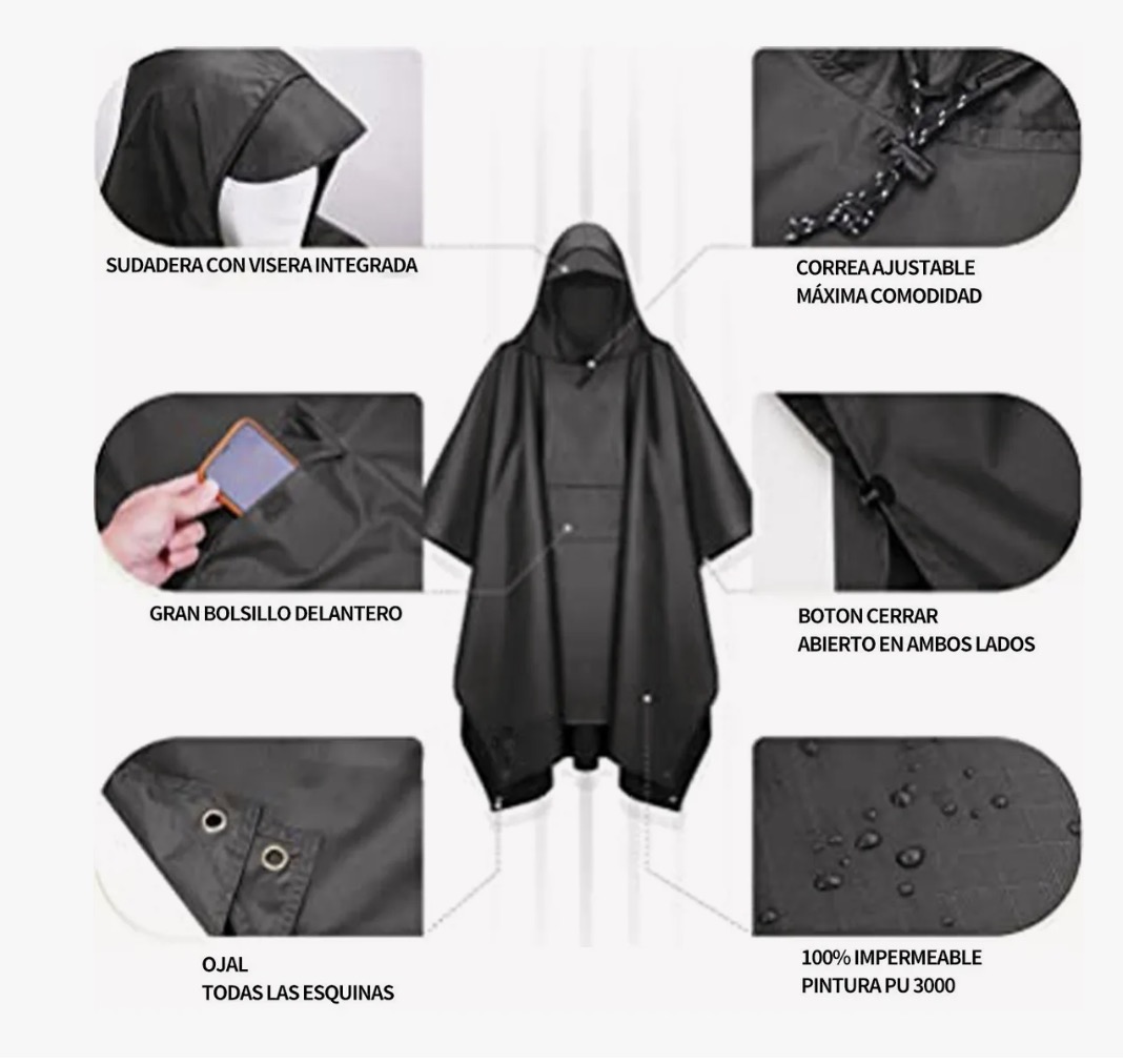 PONCHO IMPERMEABLE SIN OLOR - 3