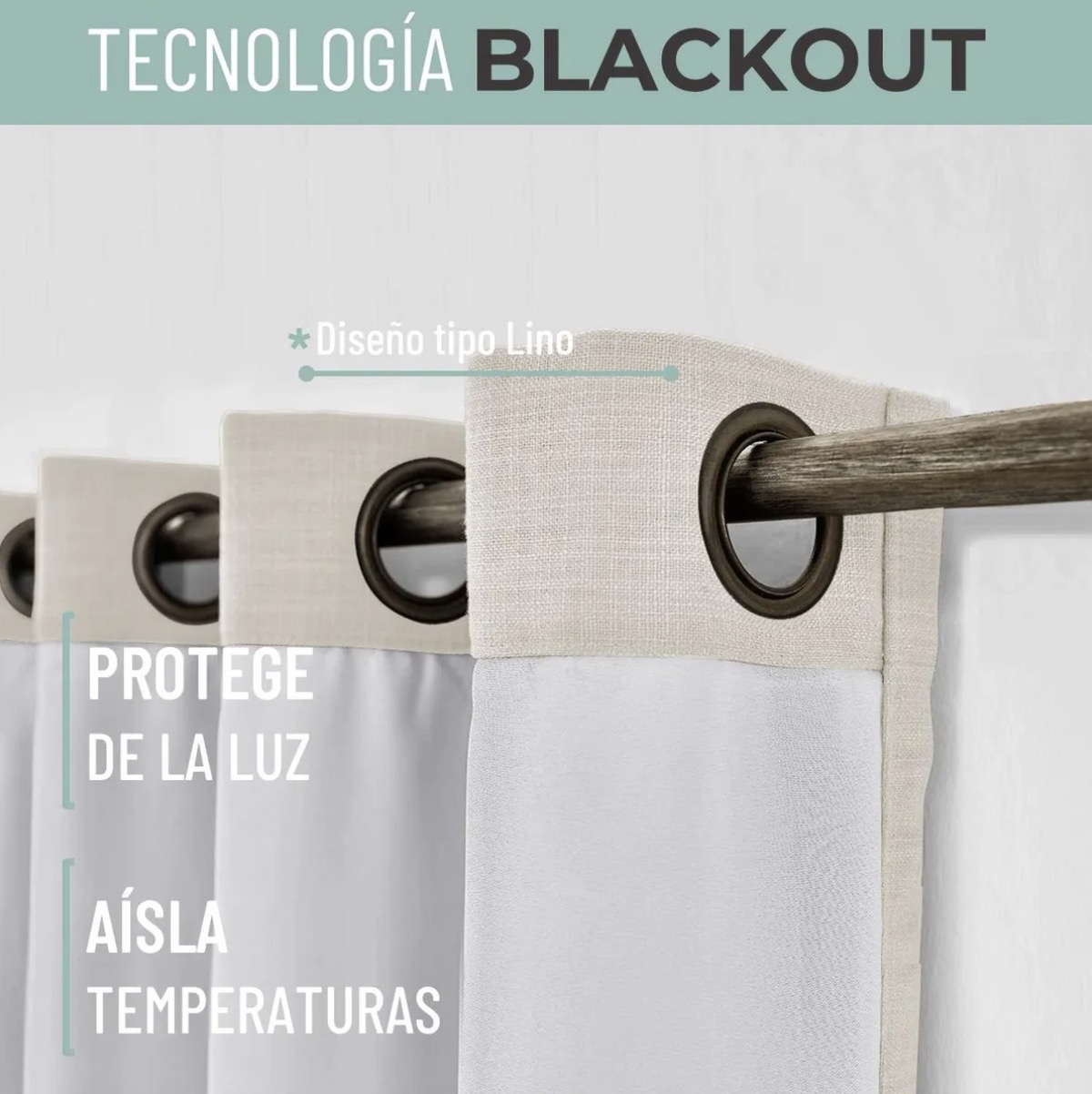 CORTINA 100% BLACKOUT ENGOMADA TERMICA - 3
