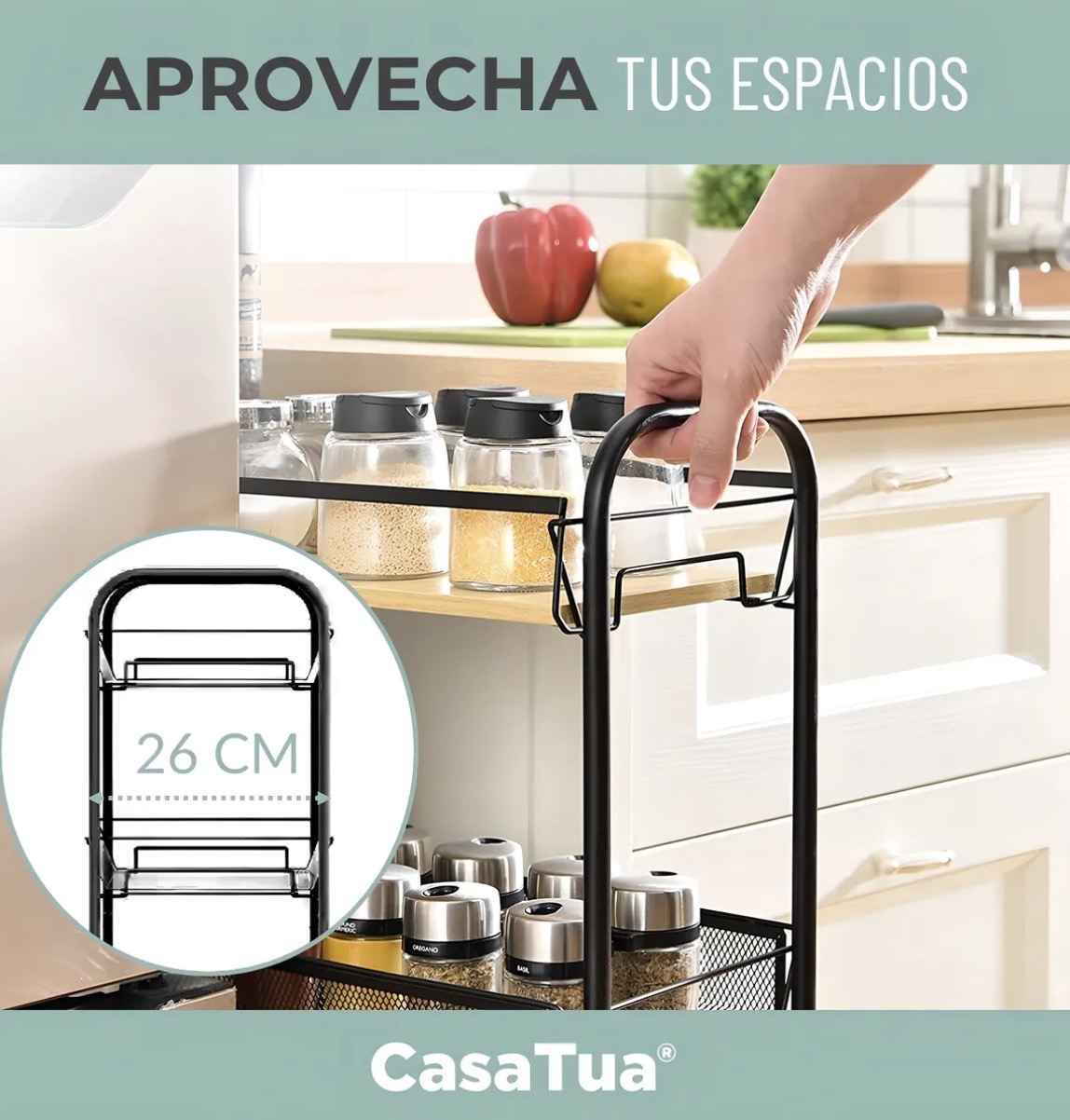 CARRITO ALMACENAMIENTO ORGANIZADOR 4 NIVELES CON RUEDAS - 3