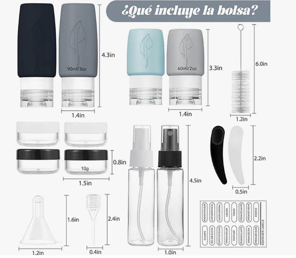 19 BOTELLAS DE KIT DE VIAJE PORTATILES - 3