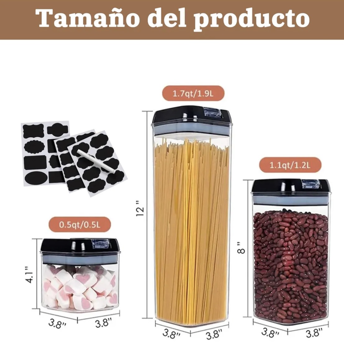 SET 6 CONTENEDOR FRASCOS TARROS TAPA BAMBU - 2