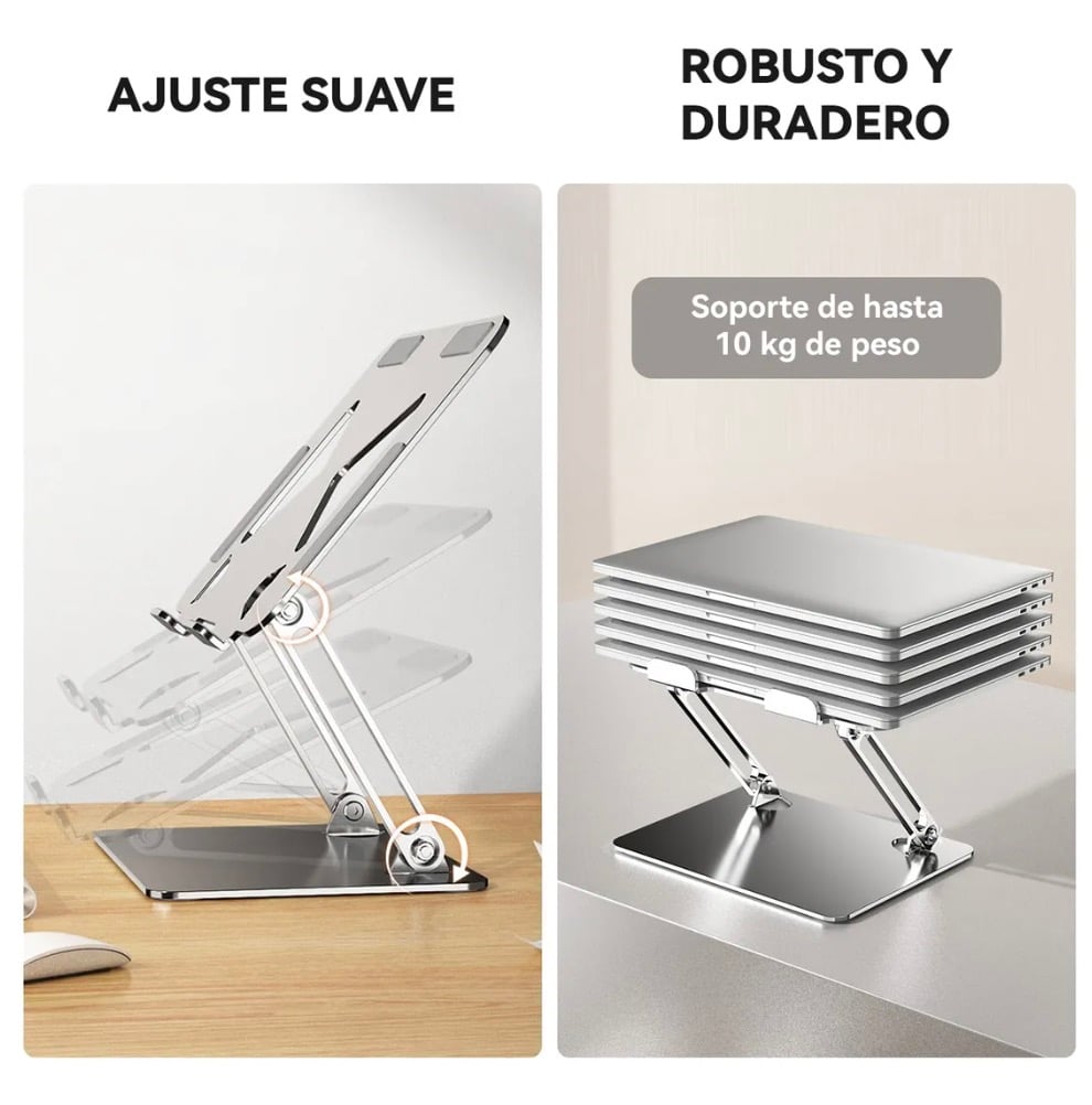 SOPORTE BASE ALZADOR NOTEBOOK LAPTOP MAC PLEGABLE AJUSTABLE - 3
