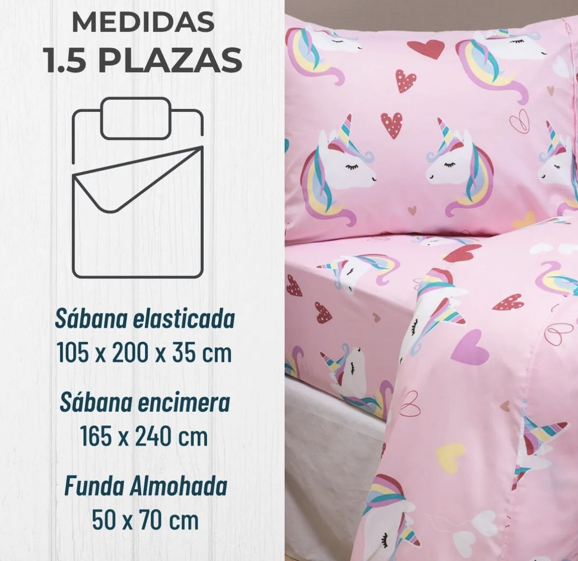 SABANAS 1,5 PLAZA NIÑA + FUNDA ALMOHADA - 2