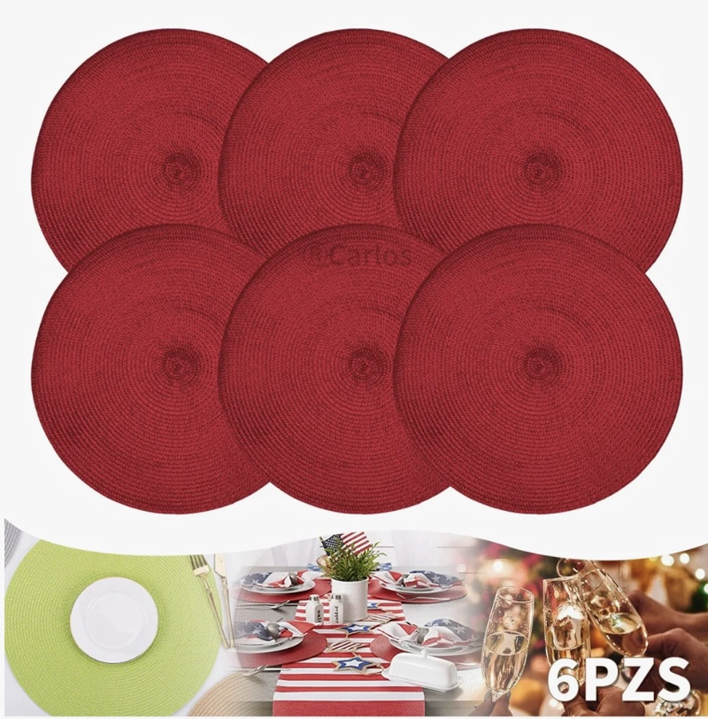 SET 6 INDIVIDUALES REDONDOS TRENZADOS 38 CM - 2
