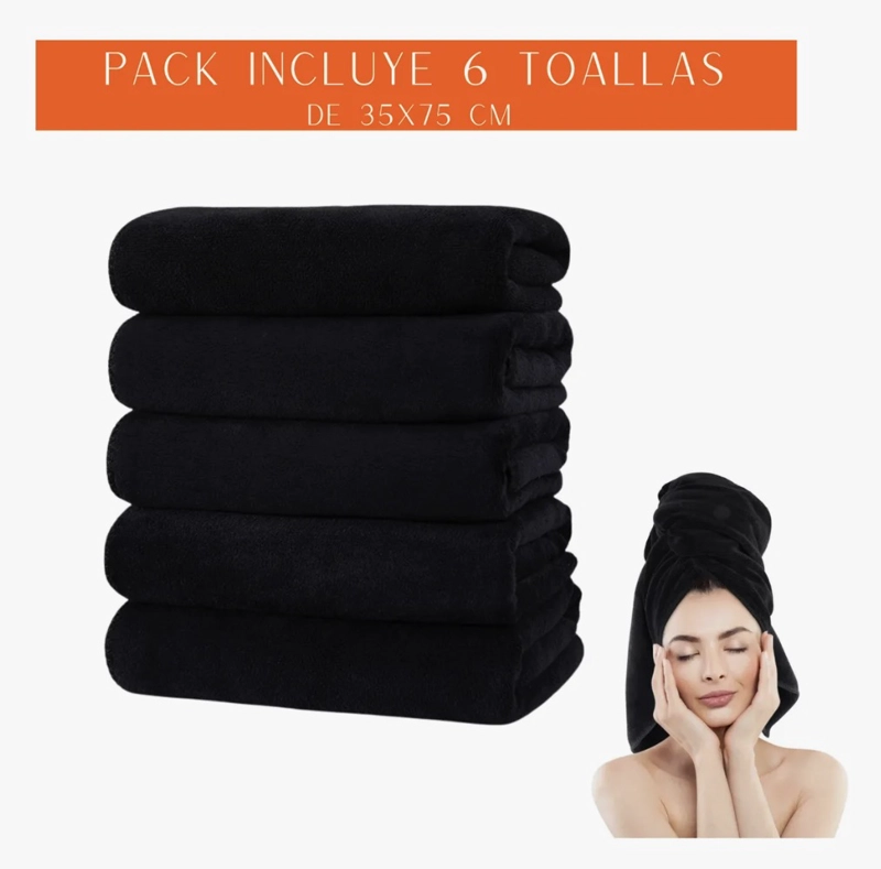 PACK 6 TOALLA NEGRA - 2