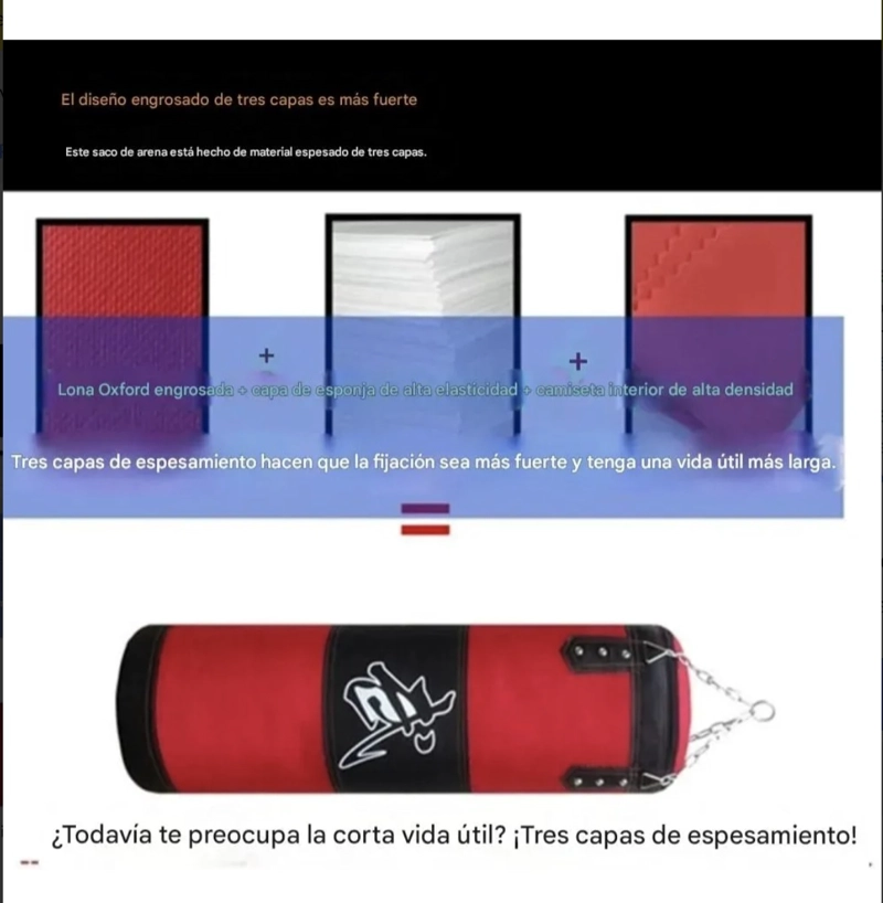 SACO DE BOXEO GRANDE PROFESIONAL CON CADENA DE ANCLAJE - 3