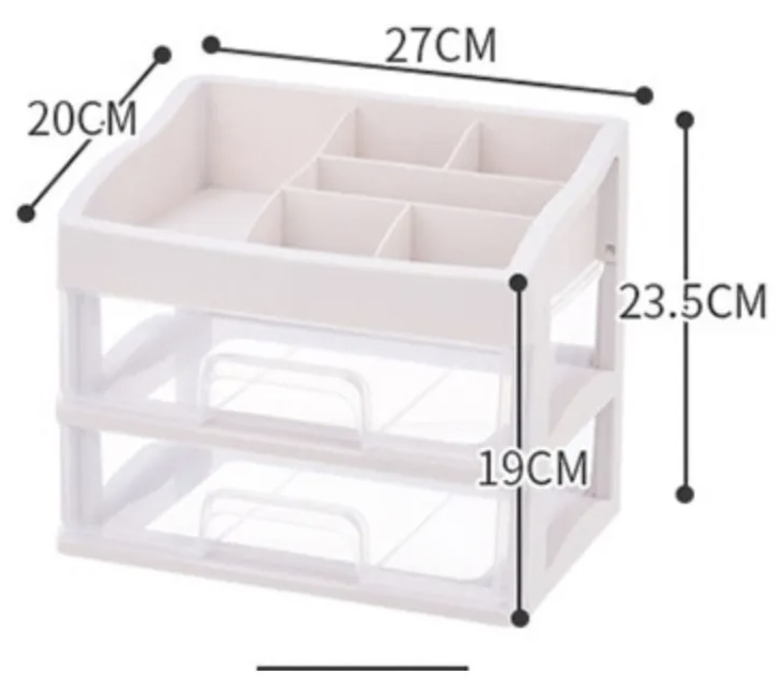 ORGANIZADOR DE COSMETICOS MAQUILLAJES 2 CAJONES - 3
