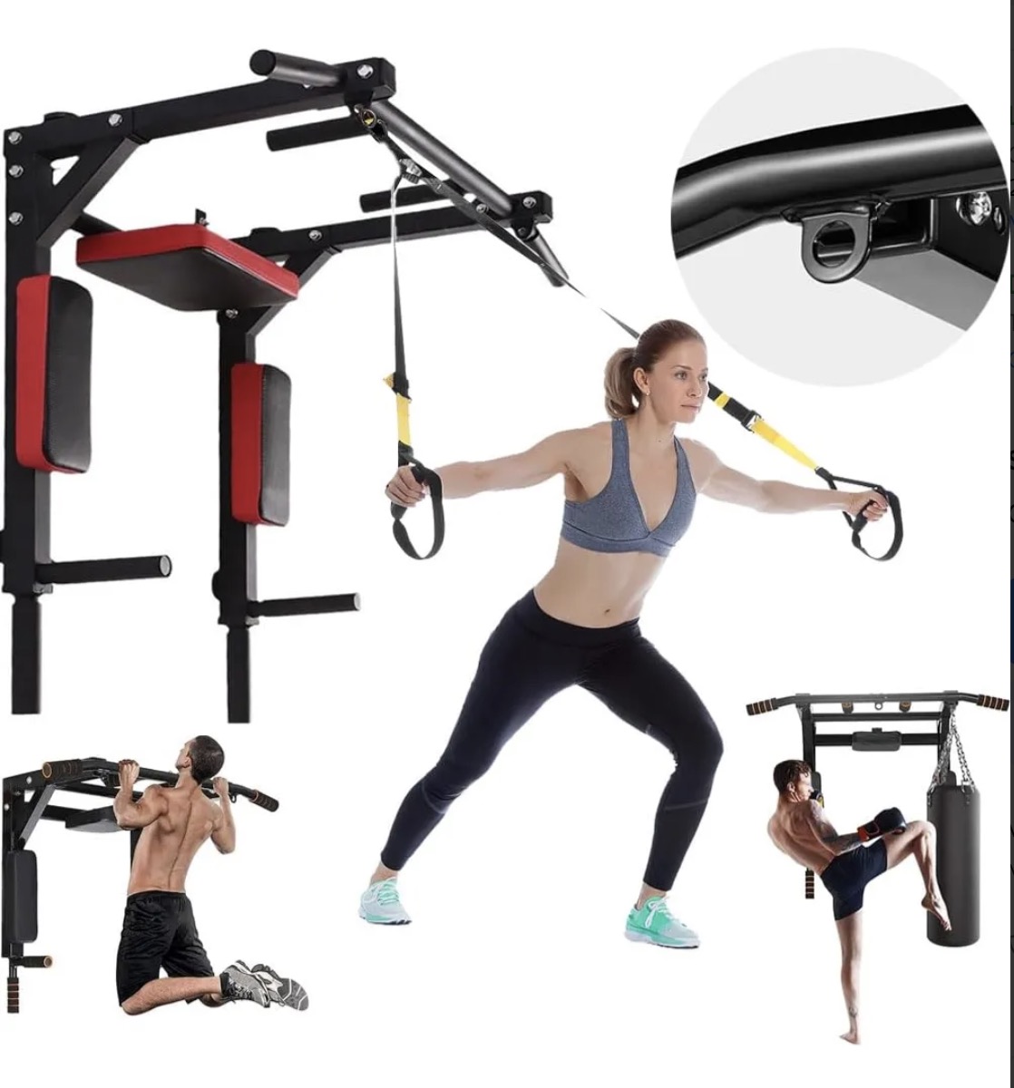 BARRA DOMINADAS EJERCICIOS MULTIFUNCIONAL PARED GYM 8 EN 1 - 3