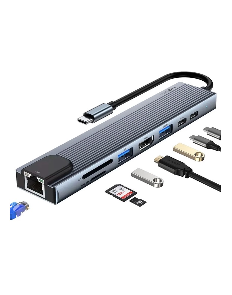 HUB ADAPTADOR USB TIPO C 8 EN 1 - 1