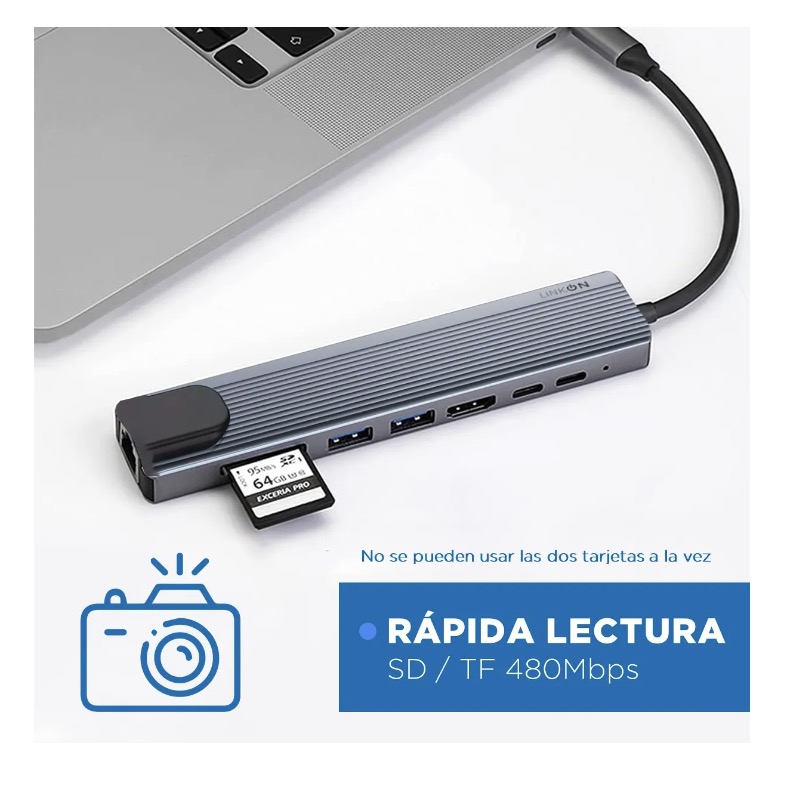 HUB ADAPTADOR USB TIPO C 8 EN 1 - 3