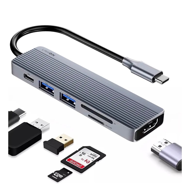 HUB USB C ADAPTADOR MULTIPUERTO 6 EN 1 - 1
