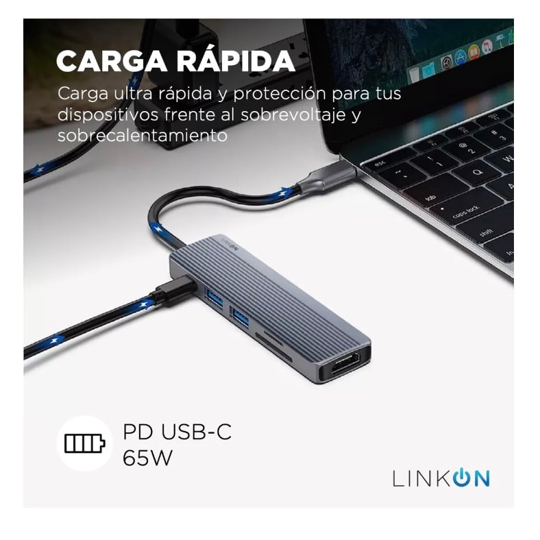 HUB USB C ADAPTADOR MULTIPUERTO 6 EN 1 - 3