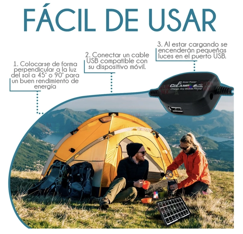 PANEL SOLAR 15W 12V PORTATIL PUERTO USB - 2