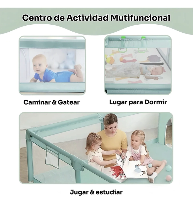 CORRAL SEGURIDAD BEBES CON ALFOMBRA Y PELOTAS - 2