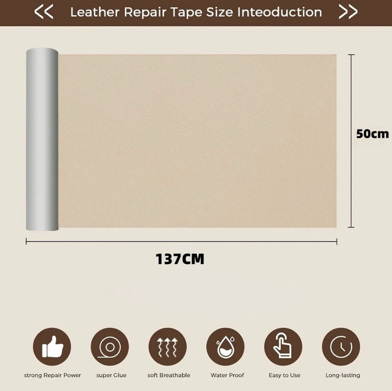 PARCHE AUTOADHESIVO DE CUERO PARA REPARAR SOFAS DE 50X137CM - 2