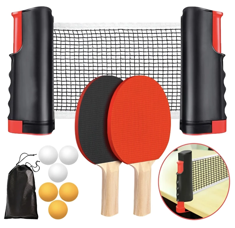 SET PING PONG TENIS MESA 2 PALETA + 6 PELOTAS + MALLA - 1