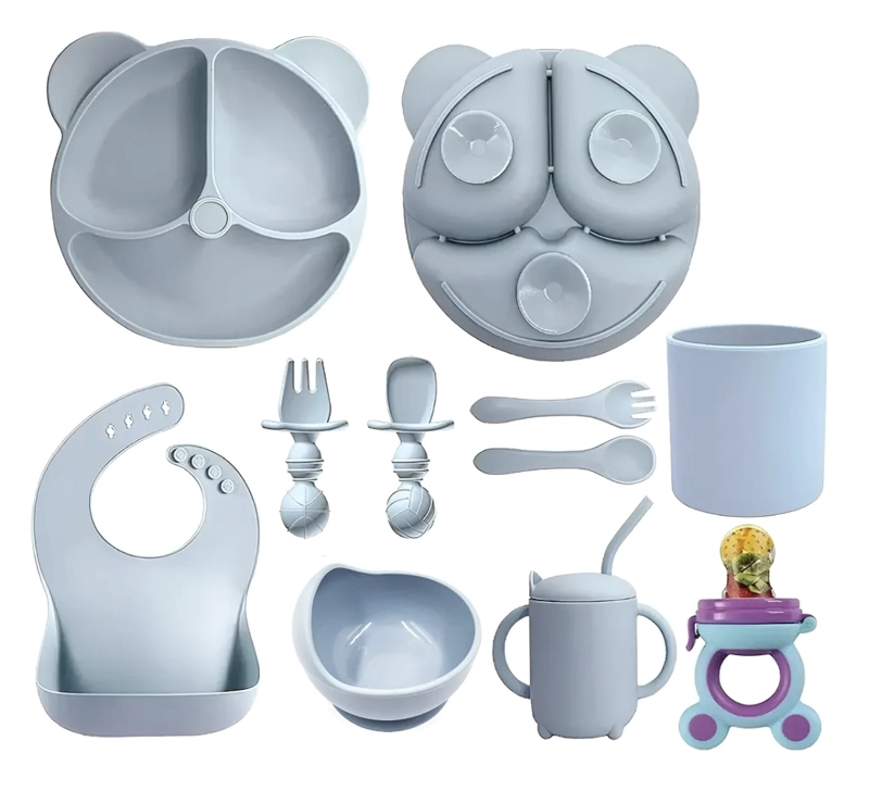 SET DE ALIMENTACION SILICONA DIVIDIDA CON VENTOSA BEBE S 10PZ - 1