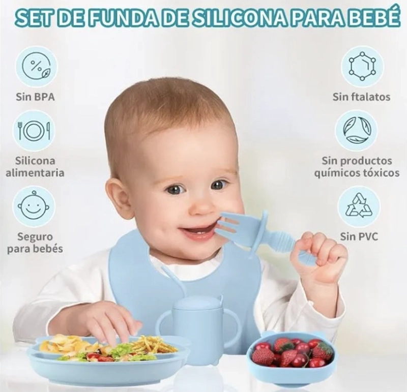 SET DE ALIMENTACION SILICONA DIVIDIDA CON VENTOSA BEBE S 10PZ - 3