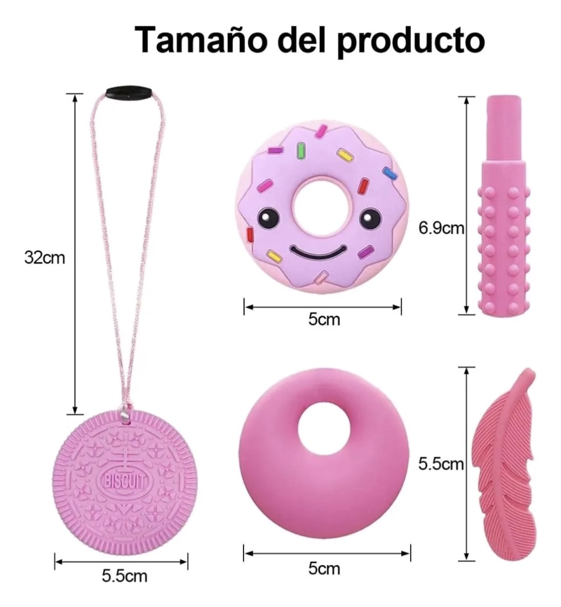 5 PCS COLLAR SENSORIAL MORDEDOR AUTISMO DEFICIT ATENCIONAL - 2