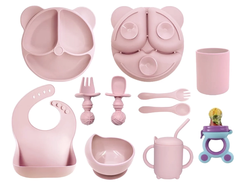 SET DE ALIMENTACION SILICONA DIVIDIDA CON VENTOSA BEBE S 10PZ - 1