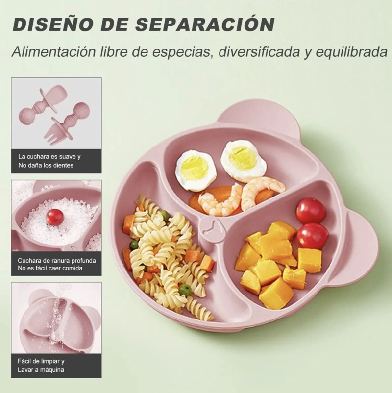 SET DE ALIMENTACION SILICONA DIVIDIDA CON VENTOSA BEBE S 10PZ - 3