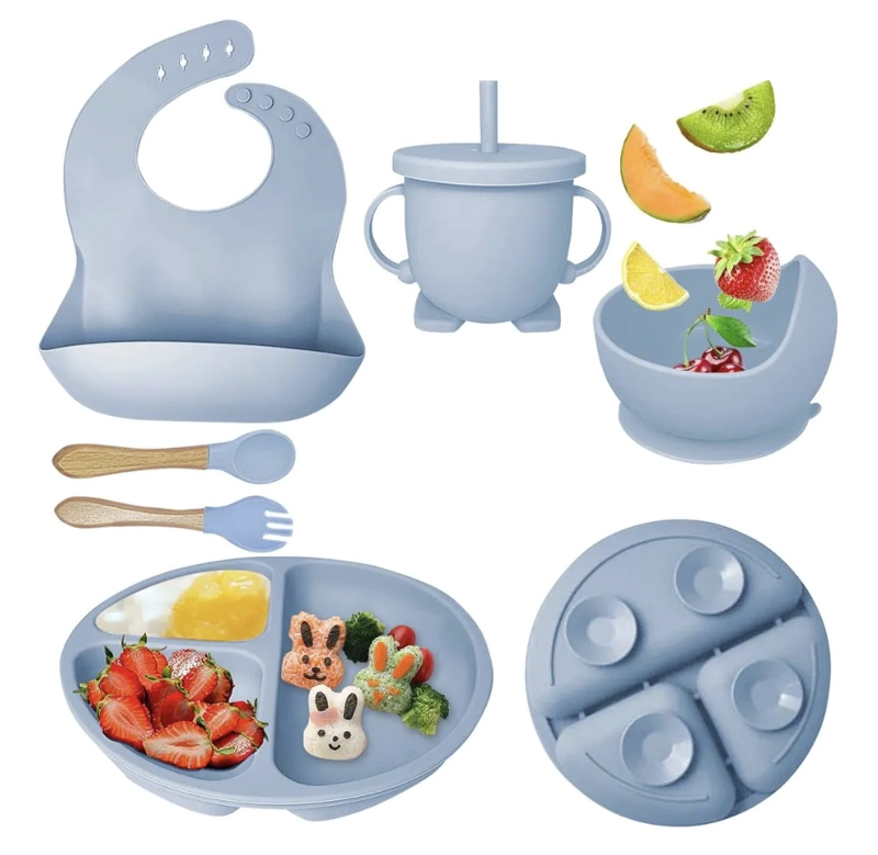 6 PCS DE VAJILLA DE SILICONA PARA BEBE S Y NIÑOS LIBRE DE BPA - 1