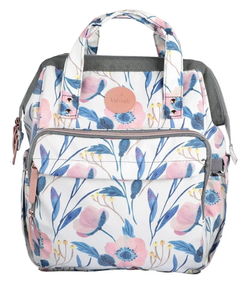 MOCHILA PAÑALERA INFANTI OPEN FLORAL COLOR BLANCO - 2