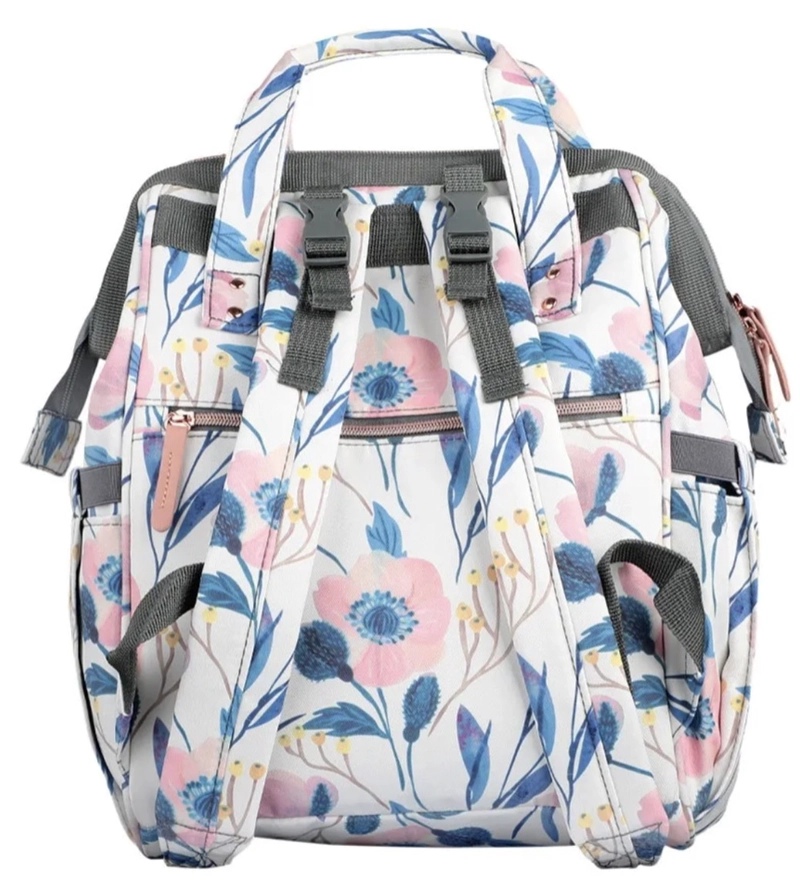 MOCHILA PAÑALERA INFANTI OPEN FLORAL COLOR BLANCO - 3